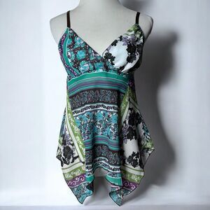 VTG Y2K Babydoll Top Women's M Handkerchief Cami Boho Fairy Cottage Peasant